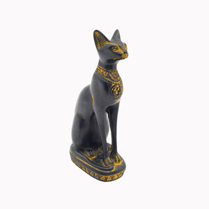 Egyptian Bastet Cat Statue Small - Antique Gold - Made in Egypt