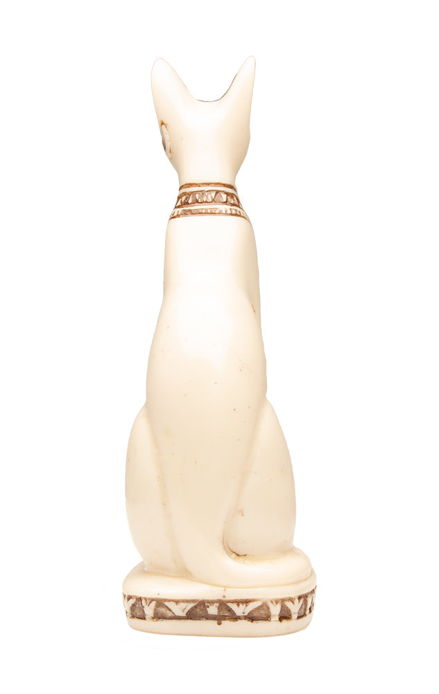 Egyptian Bastet Cat Statue Small - White - Made in Egypt