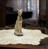 Egyptian Bastet Cat Statue Small - White - Made in Egypt