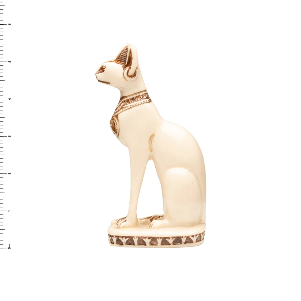 Egyptian Bastet Cat Statue Small - White - Made in Egypt