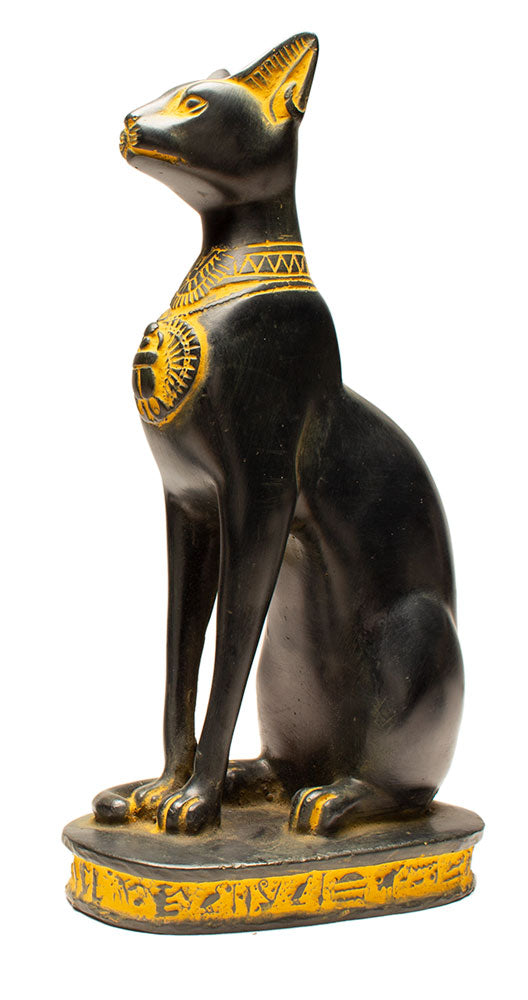 Egyptian Bastet Cat Statue Medium - Antique Gold - Made in Egypt