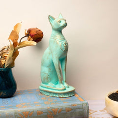 Ägyptische Bastet-Katzenstatue, mittelgroß, Patina, hergestellt in Ägypten