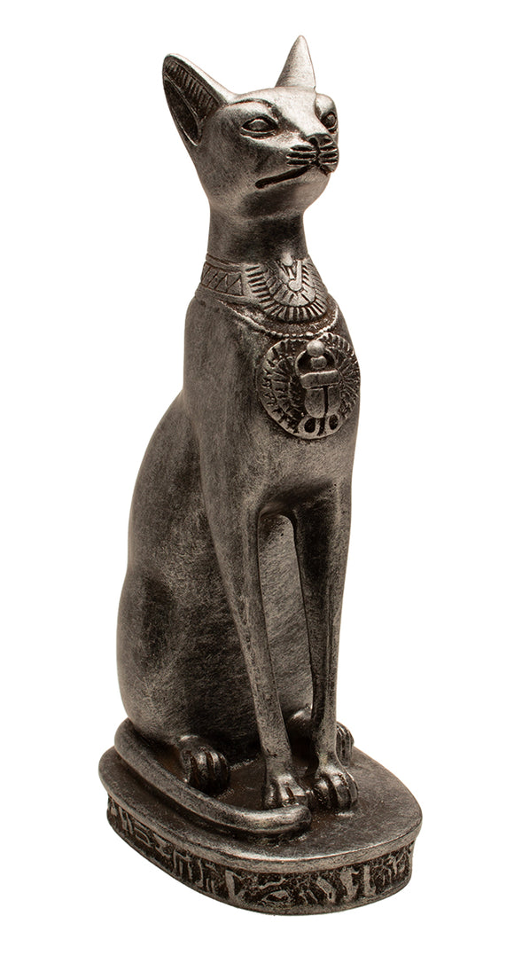 Egyptian Bastet Cat Statue Medium - Silver - Made in Egypt