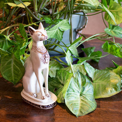 Egyptian Bastet Cat Statue Medium - White - Made in Egypt