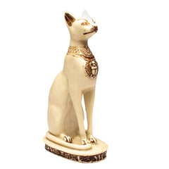Egyptian Bastet Cat Statue Medium - White - Made in Egypt