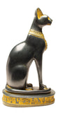 Egyptian Bastet Cat Statue Large - Antique Gold - Made in Egypt