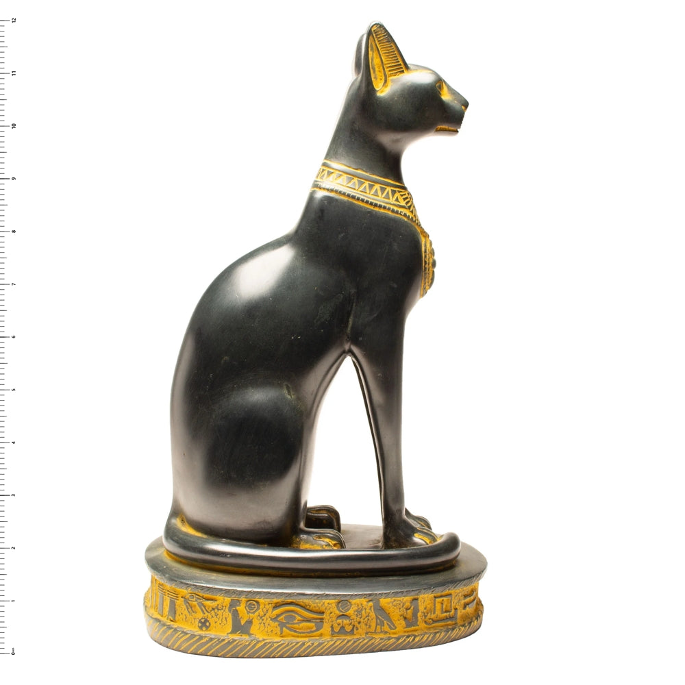 Egyptian Bastet Cat Statue Large - Antique Gold - Made in Egypt