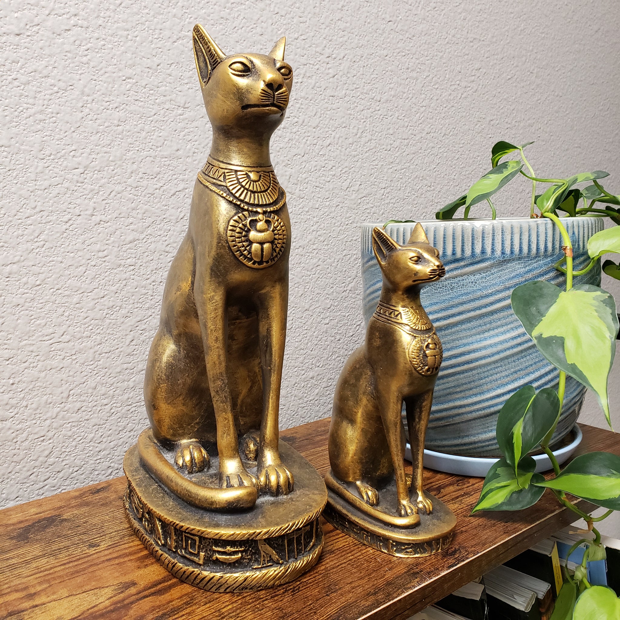 Egyptian Goddess Green Cat Figurine Statue Home Collectable from