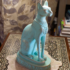 Ägyptische Bastet-Katzenstatue, groß, Patina, hergestellt in Ägypten