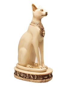 Egyptian Bastet Cat Statue Large - White - Made in Egypt