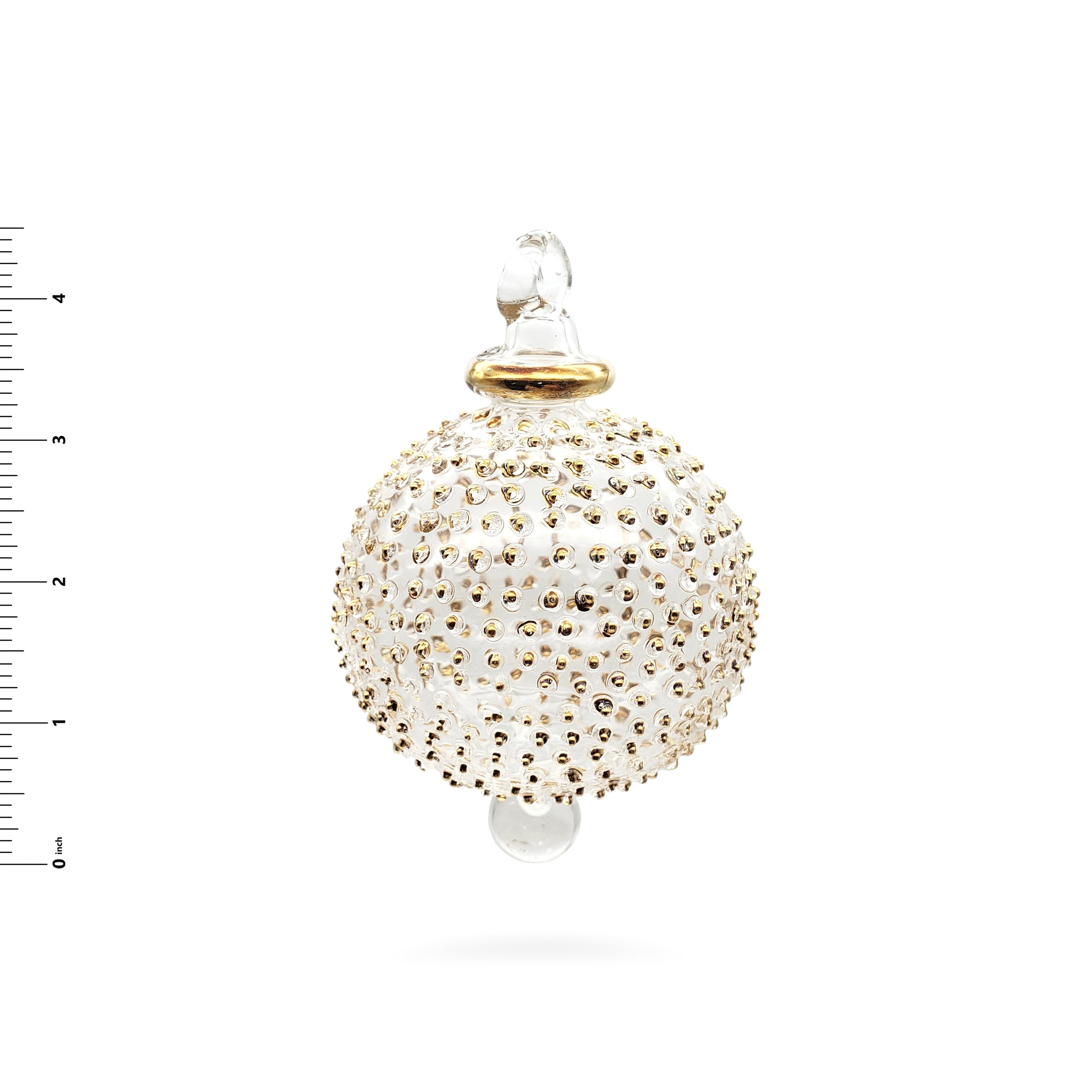 Decorative ornament with gold beads on a white background
