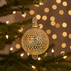 Egyptian Handblown Glass Ornament - Made in Egypt - Clear and Gold