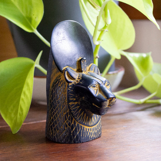 SEKHMET BUST ANTIQUE GOLD - 4.5"