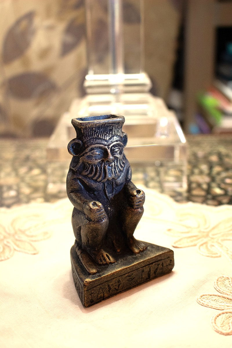 Bes Statue Bronze - Egyptian God - 3.5"