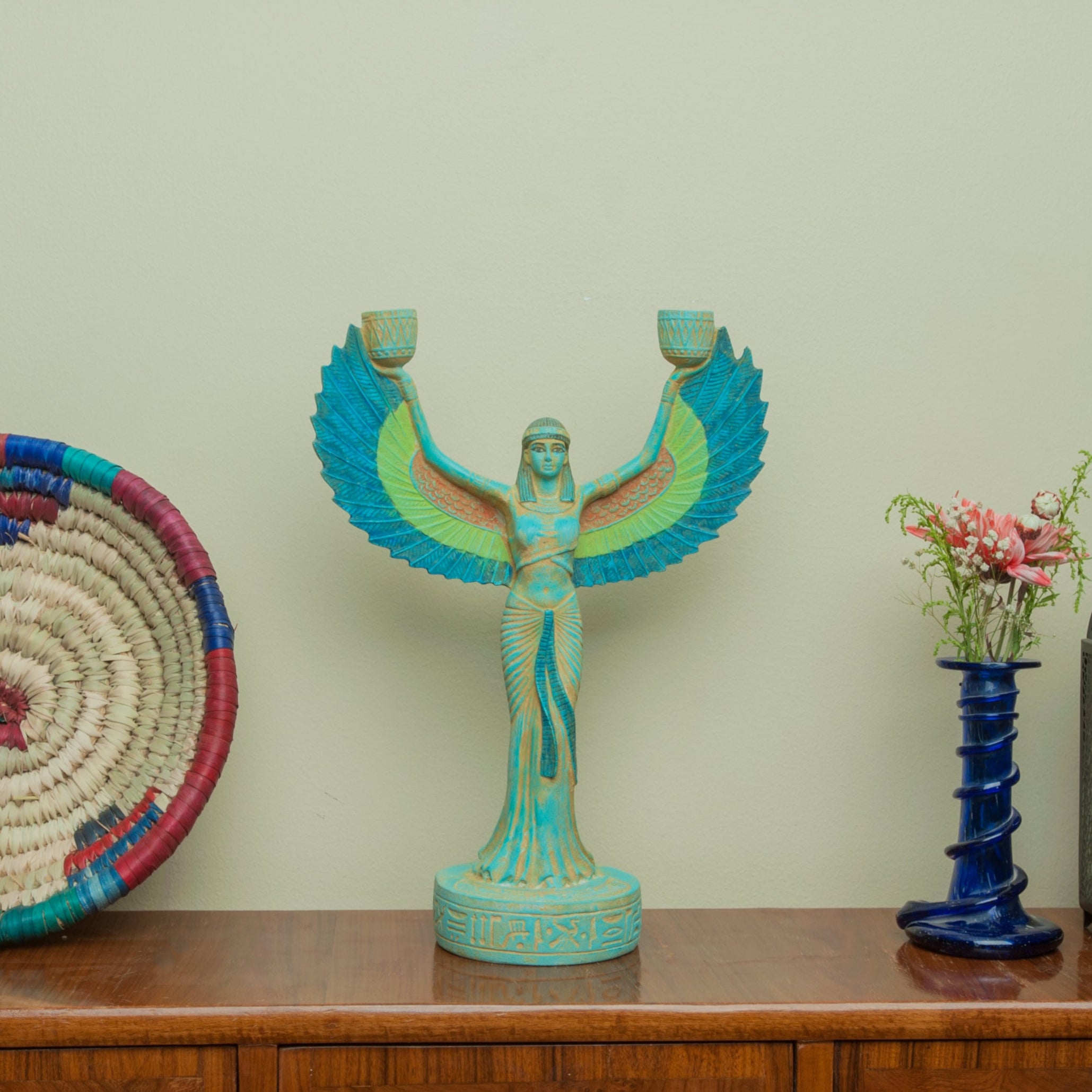 Egyptian Goddess Isis Candleholder Statue - Ancient Egypt Figurine- Made in Egypt