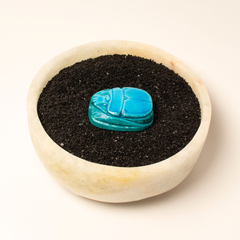 Ägyptisch-blaue Skarabäusperle – Extra groß – Hergestellt in Ägypten