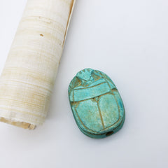 Egyptian Blue Scarab Bead - Extra Large Green - Made in Egypt