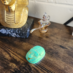 Egyptian Blue Scarab Bead - Extra Large Green - Made in Egypt