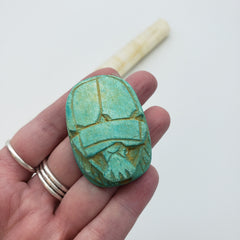Egyptian Blue Scarab Bead - Extra Large Green - Made in Egypt