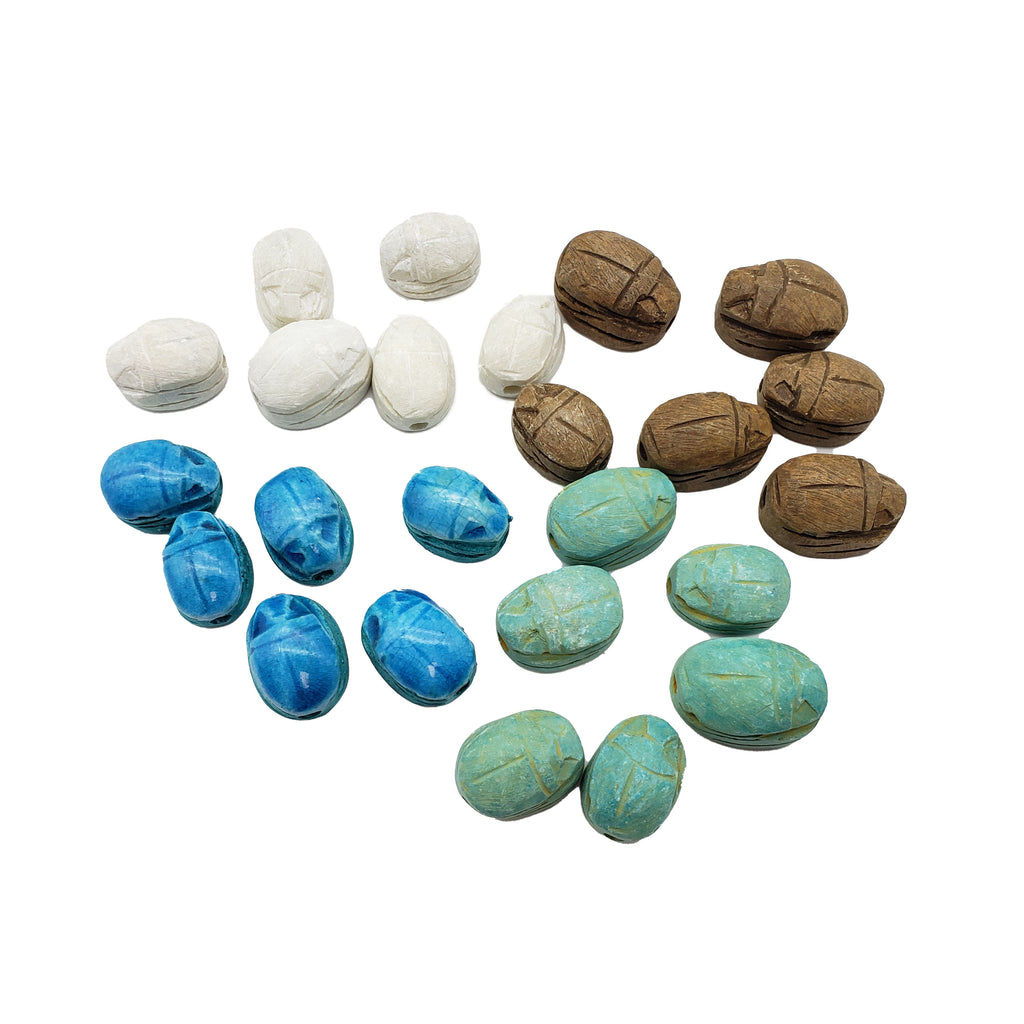 Egyptian Scarab Beads - Set of 100 Assorted Colors