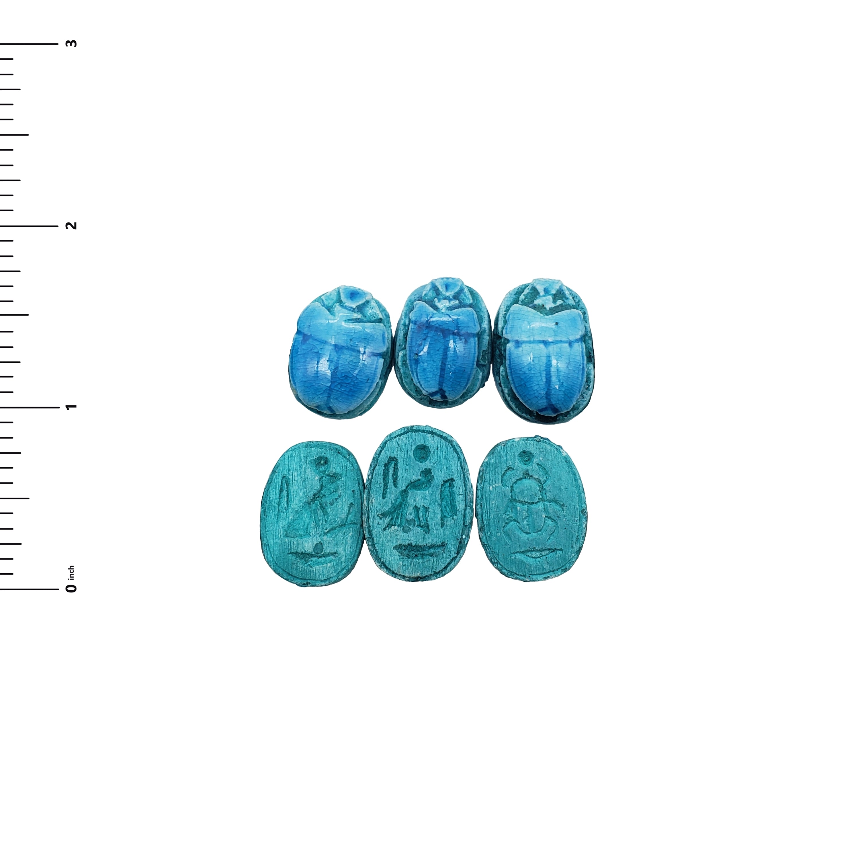 Egyptian Scarab Beads Set of 12 - Light Blue Soapstone - Made in Egypt