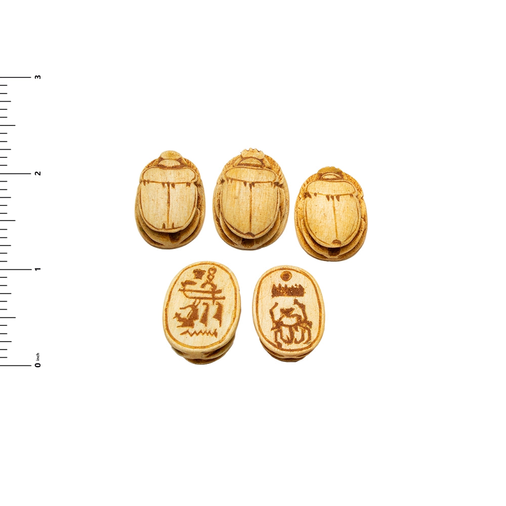 Egyptian Scarab Beads Set of 5 - Yellow Soapstone - Made in Egypt