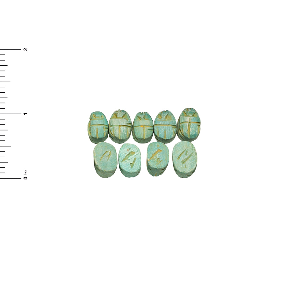 Egyptian Scarab Beads Set of 24 Extra Small - Horizontal Top Side Drilled - Green - Made in Egypt