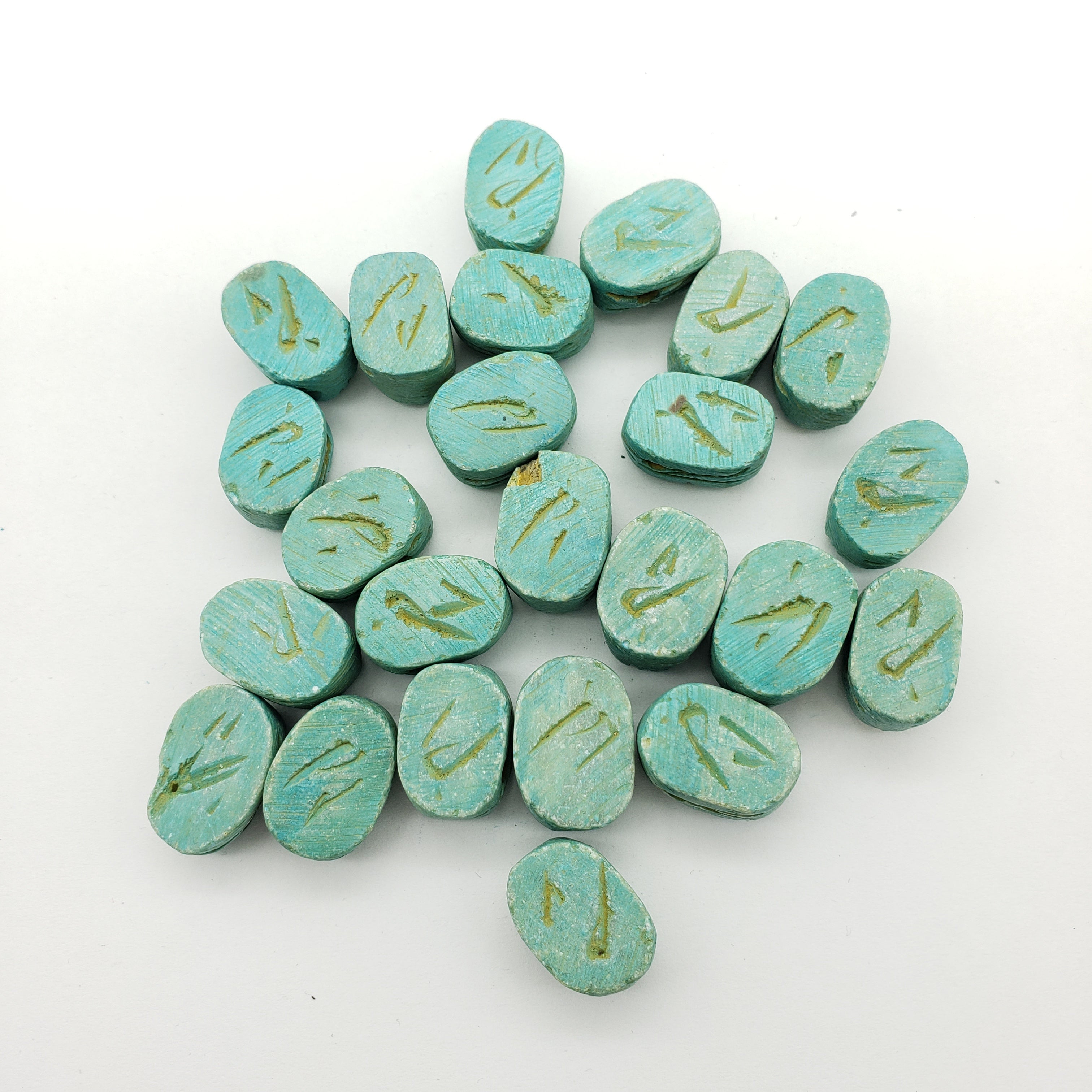 Egyptian Scarab Beads Set of 24 Extra Small - Horizontal Top Side Drilled - Green - Made in Egypt