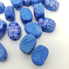 Egyptian Scarab Beads Set of 24 Extra Small Dark Blue - Made in Egypt
