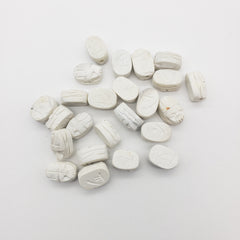 Egyptian Scarab Beads Set of 24 Extra Small - White - Made in Egypt