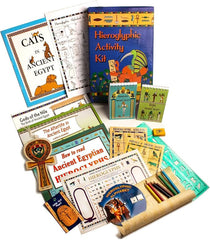 Hieroglyphic Activity Kit with books and educational materials on a white background