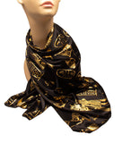 HIEROGLYPHIC PHARAONIC SCARF - BLACK AND GOLD - MADE IN EGYPT