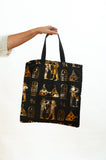 Hieroglyphic Pharaonic Tote Bag - Black and Gold - Made in Egypt