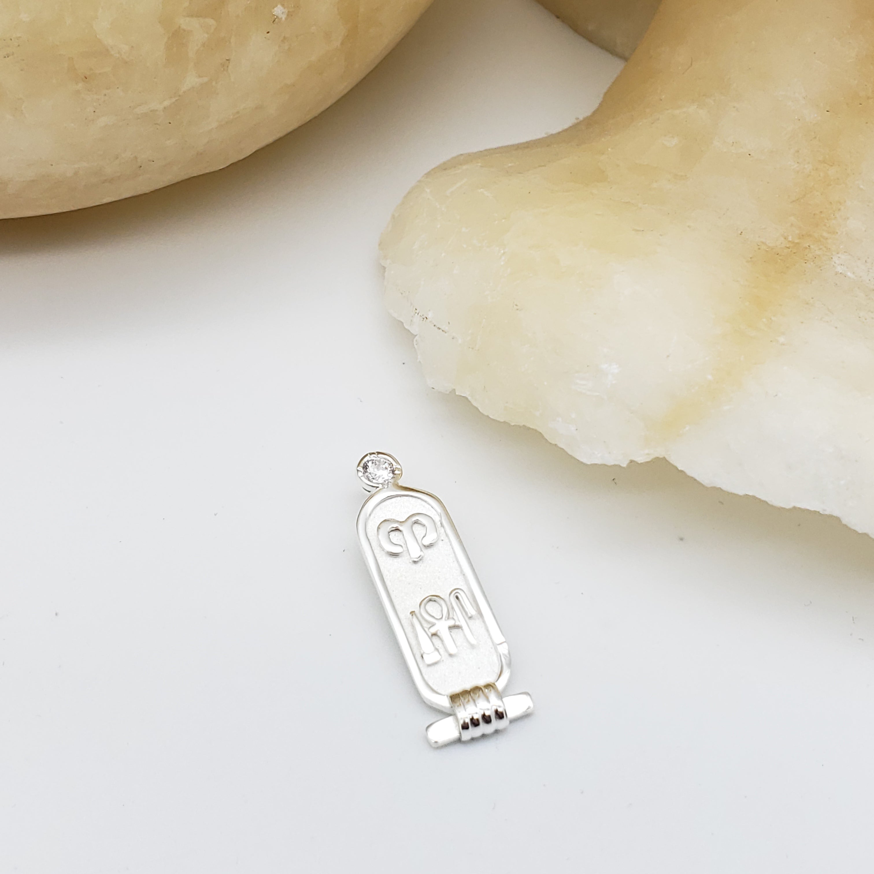 Birthstone Zodiac Cartouche - Sterling Silver