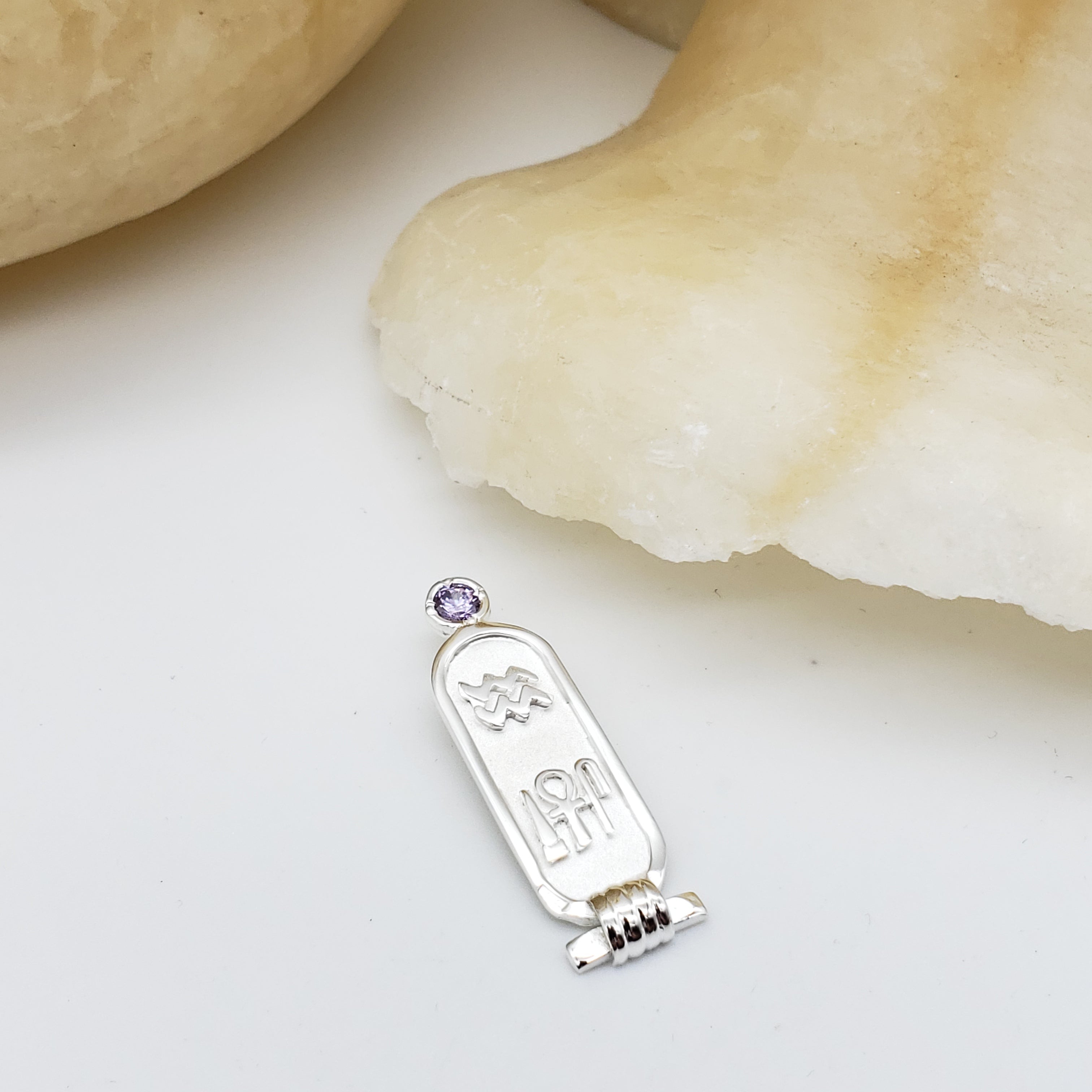 Birthstone Zodiac Cartouche - Sterling Silver