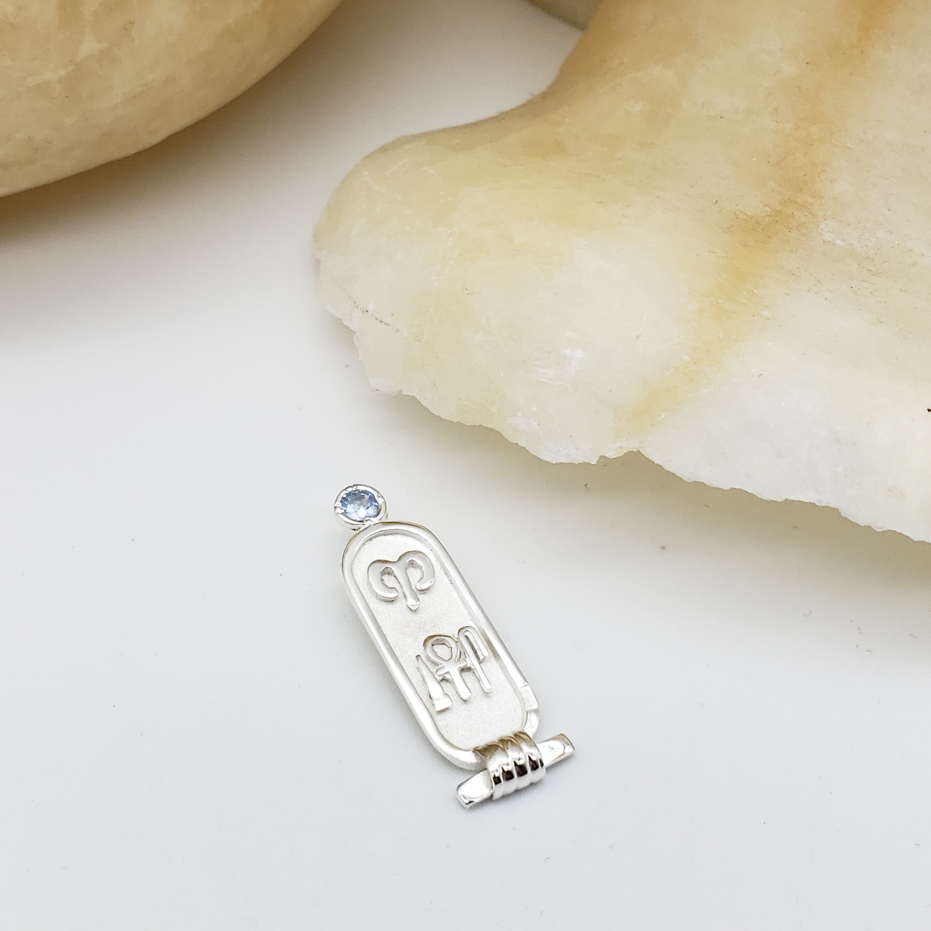 Birthstone Zodiac Cartouche - Sterling Silver