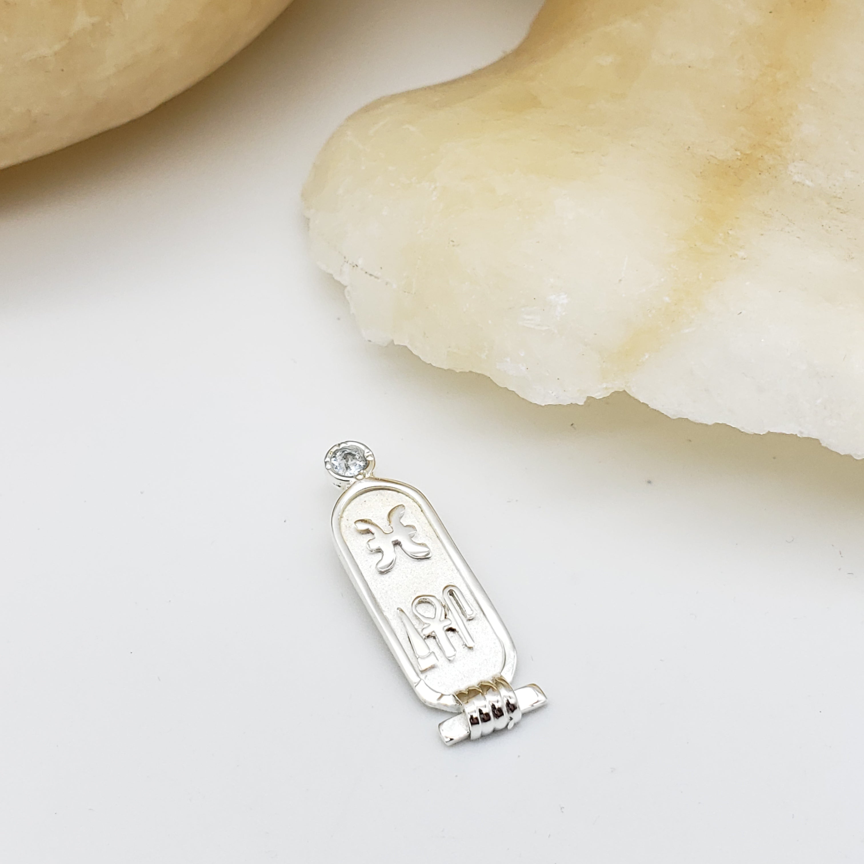 Birthstone Zodiac Cartouche - Sterling Silver