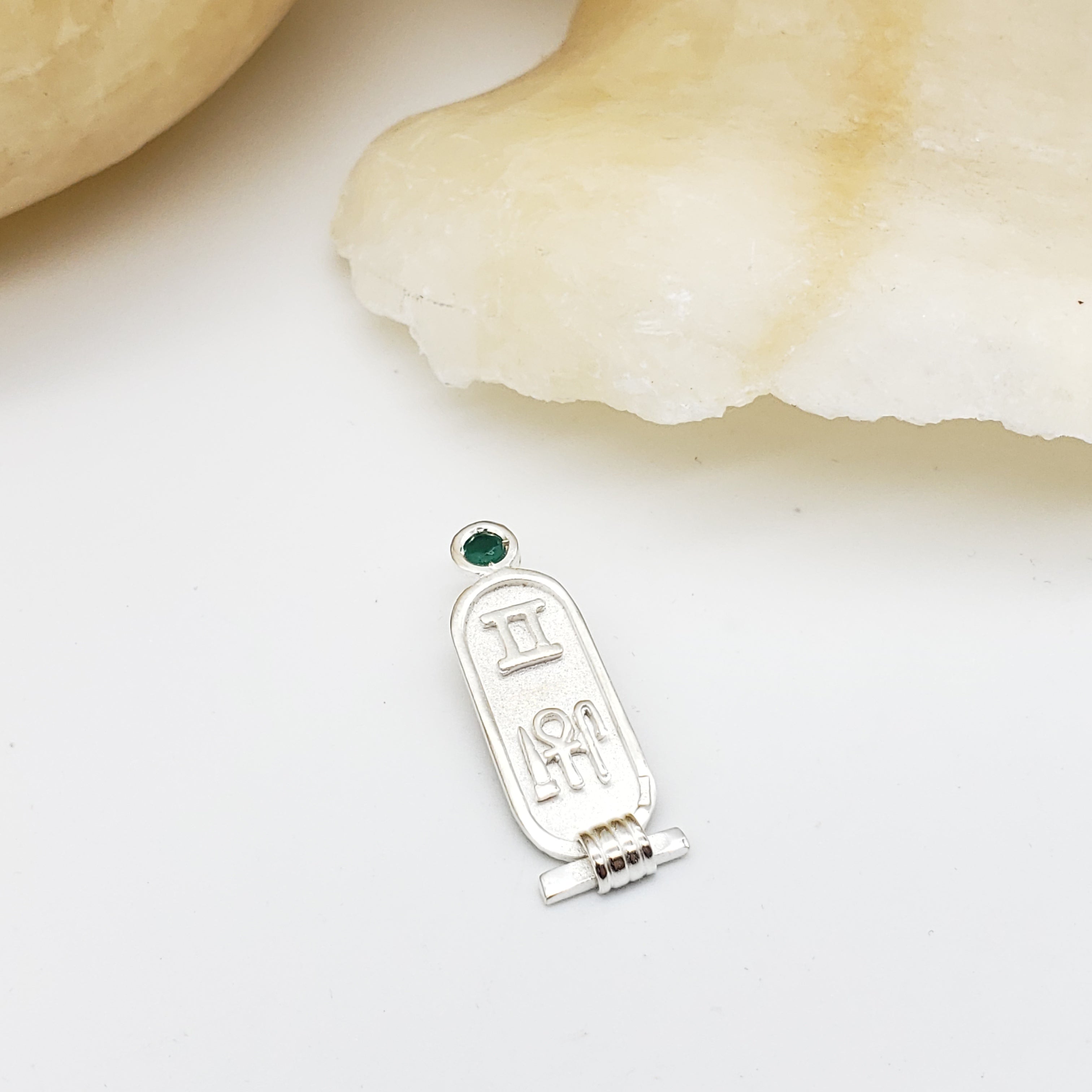 Birthstone Zodiac Cartouche - Sterling Silver