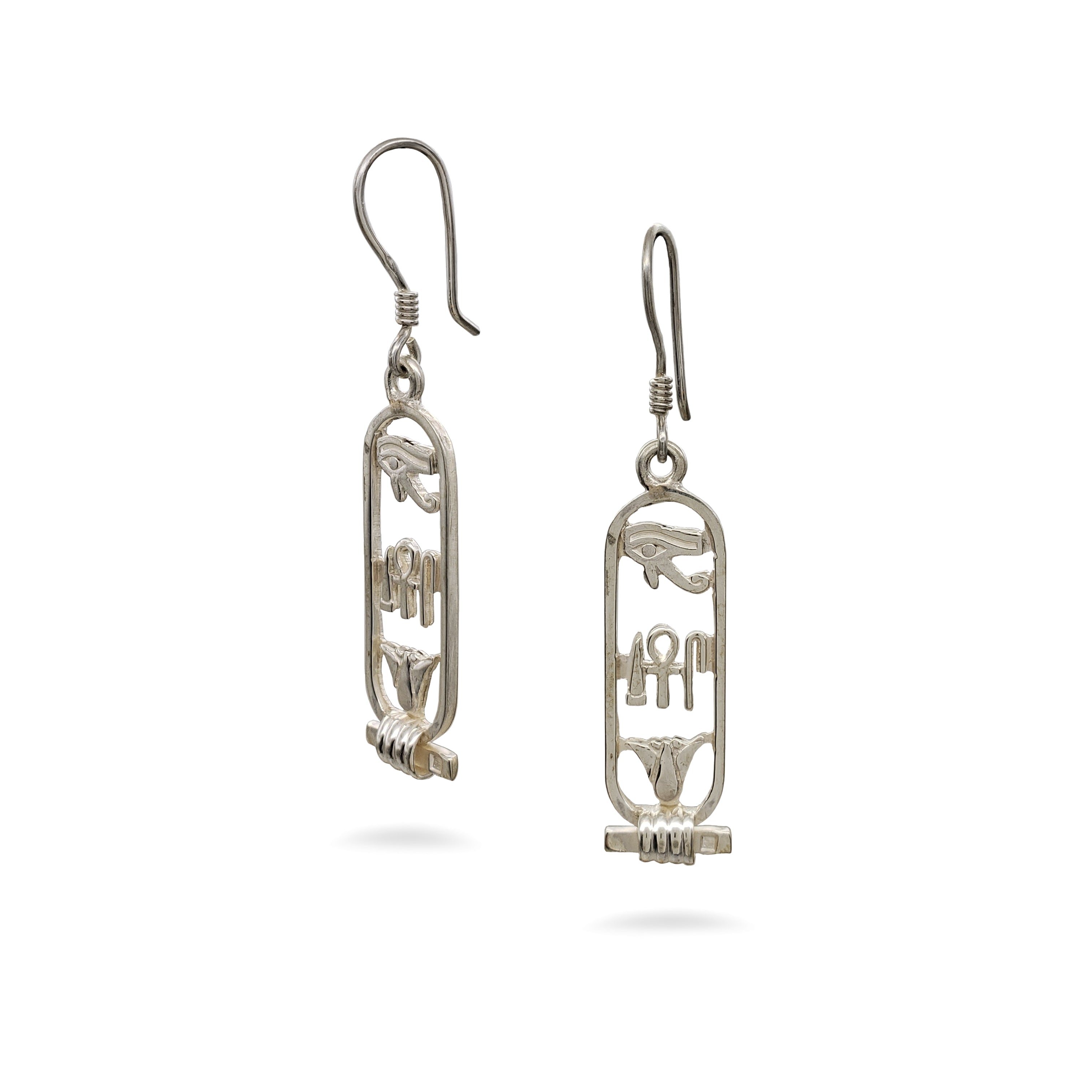 Personalized Egyptian Cartouche Earrings - Sterling Silver- Made in Egypt