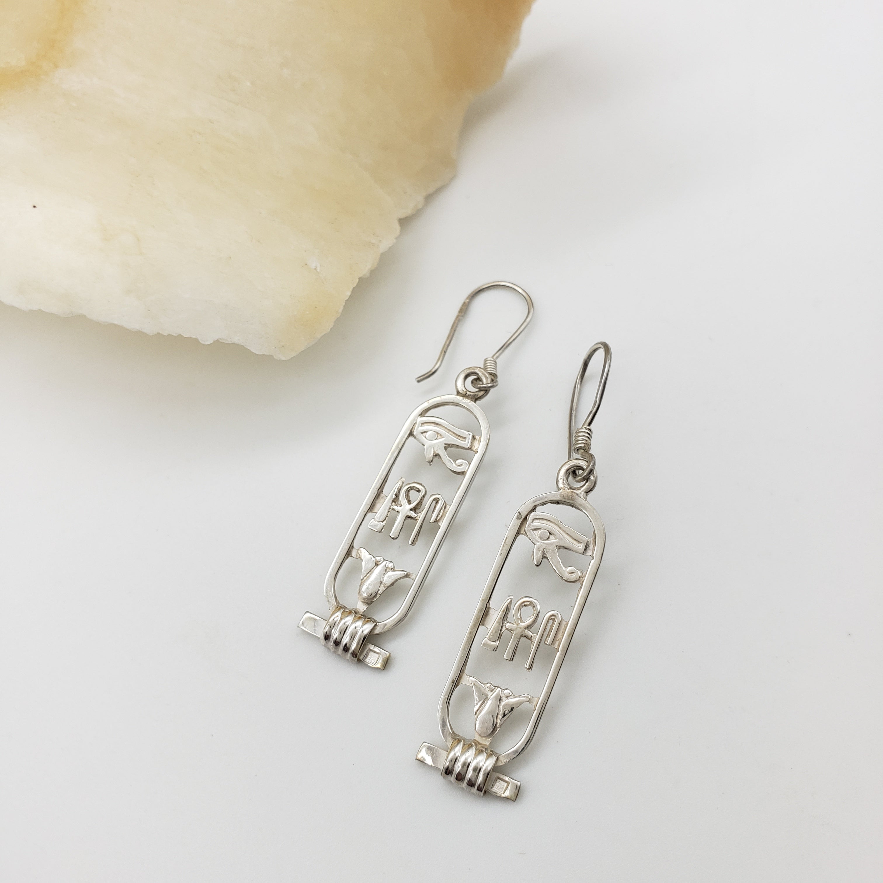 Personalized Egyptian Cartouche Earrings - Sterling Silver- Made in Egypt