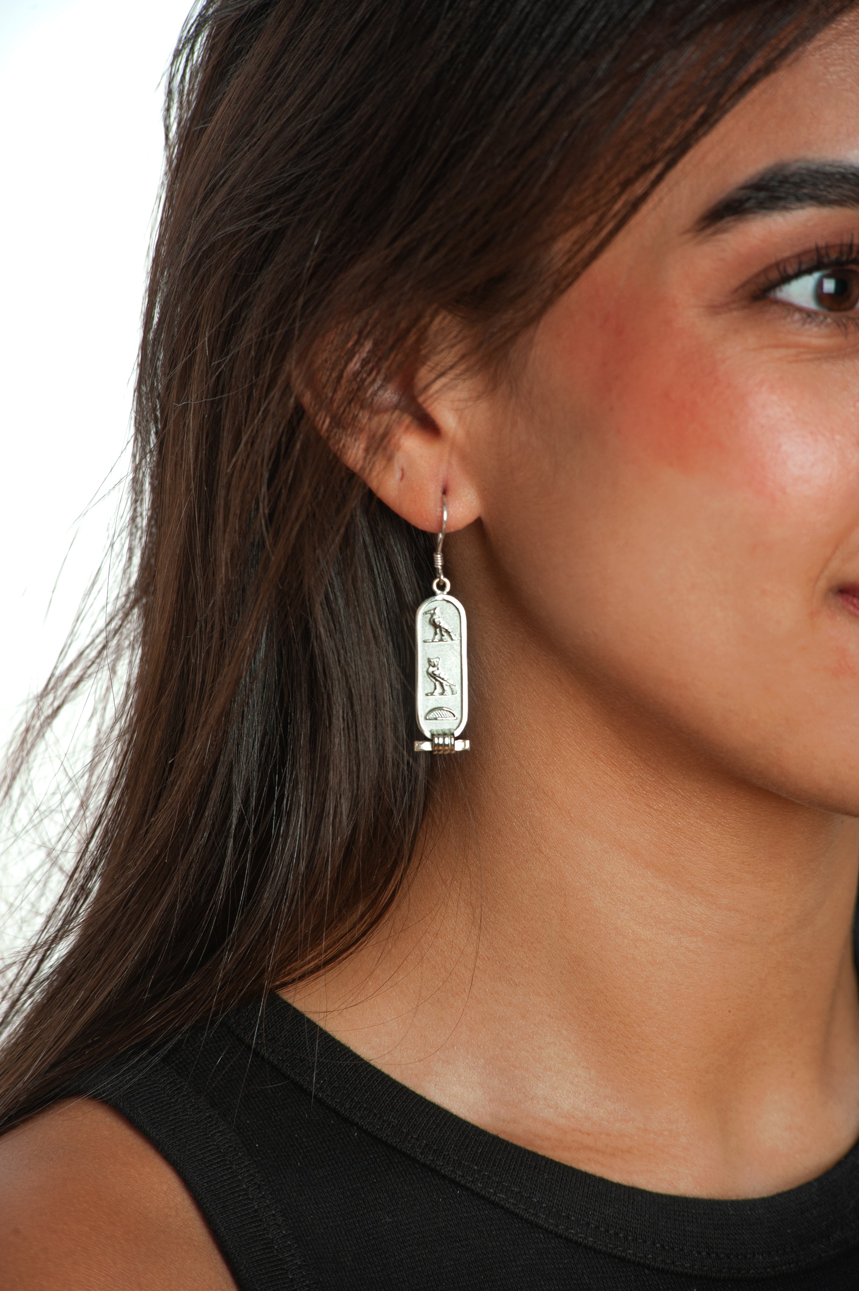 Personalized Egyptian Cartouche Earrings - Sterling Silver- Made in Egypt