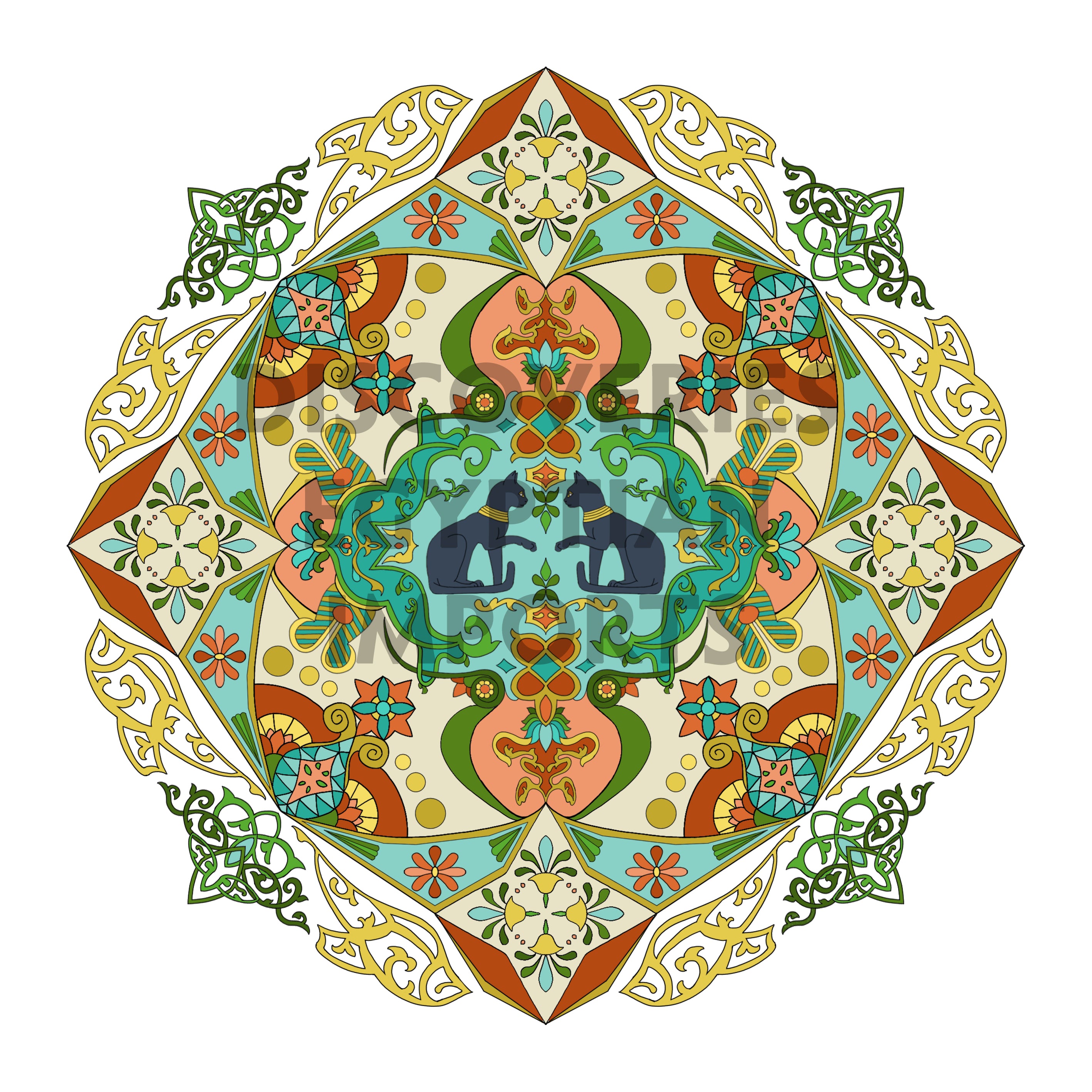 Mandala Coloring Book Ancient Egyptian Inspired / 16 Page / Coloring Pages- Made in Egypt