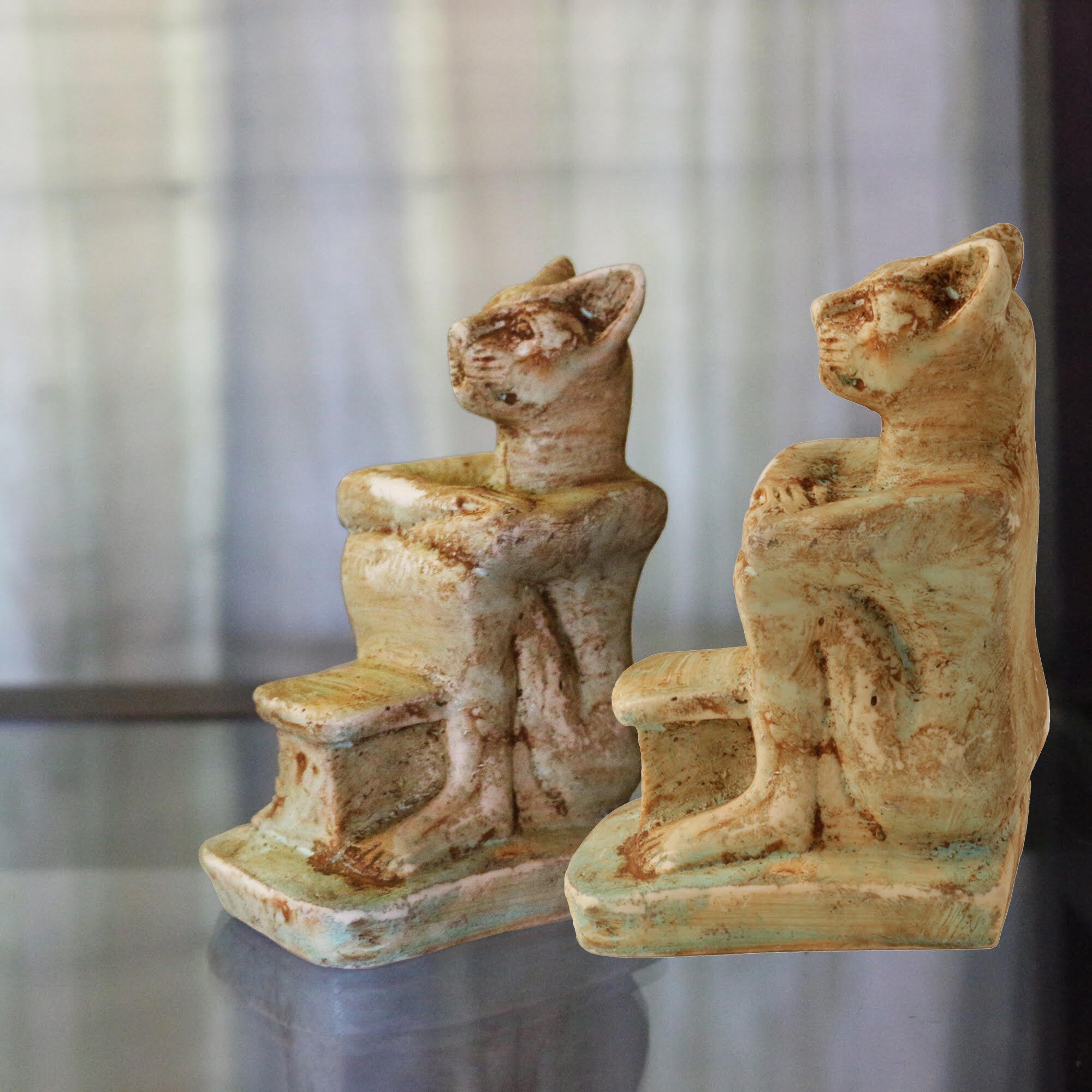 Egyptian Goddess Bastet Cat Statue - Assorted Colors- Made in Egypt