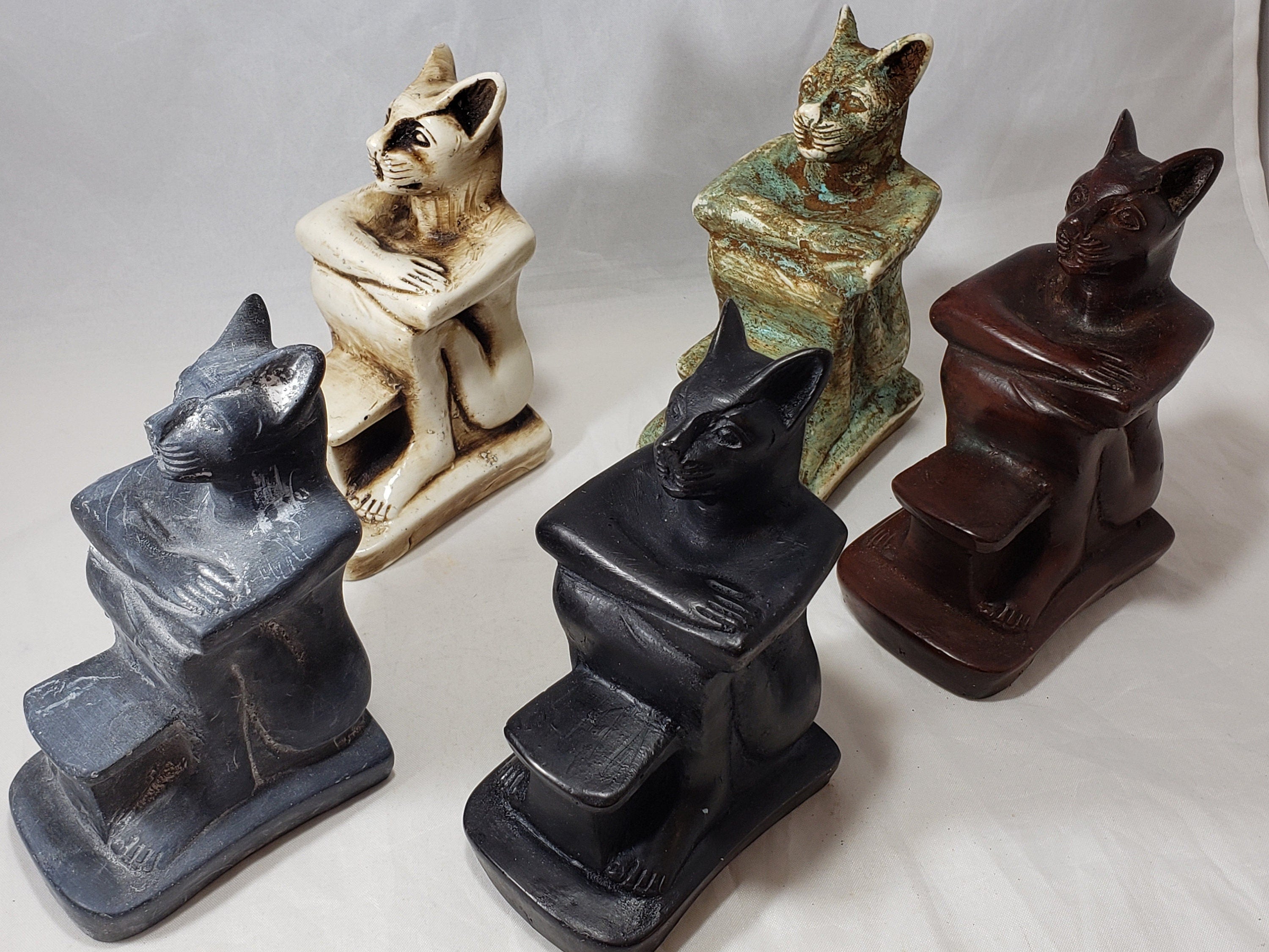 Egyptian Goddess Bastet Cat Statue - Assorted Colors- Made in Egypt