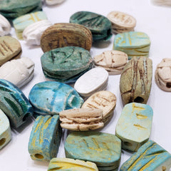 Assorted Egyptian Scarab Beads - 24 pieces- Made in Egypt