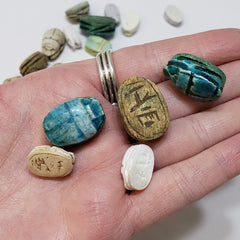 Assorted Egyptian Scarab Beads - 24 pieces- Made in Egypt