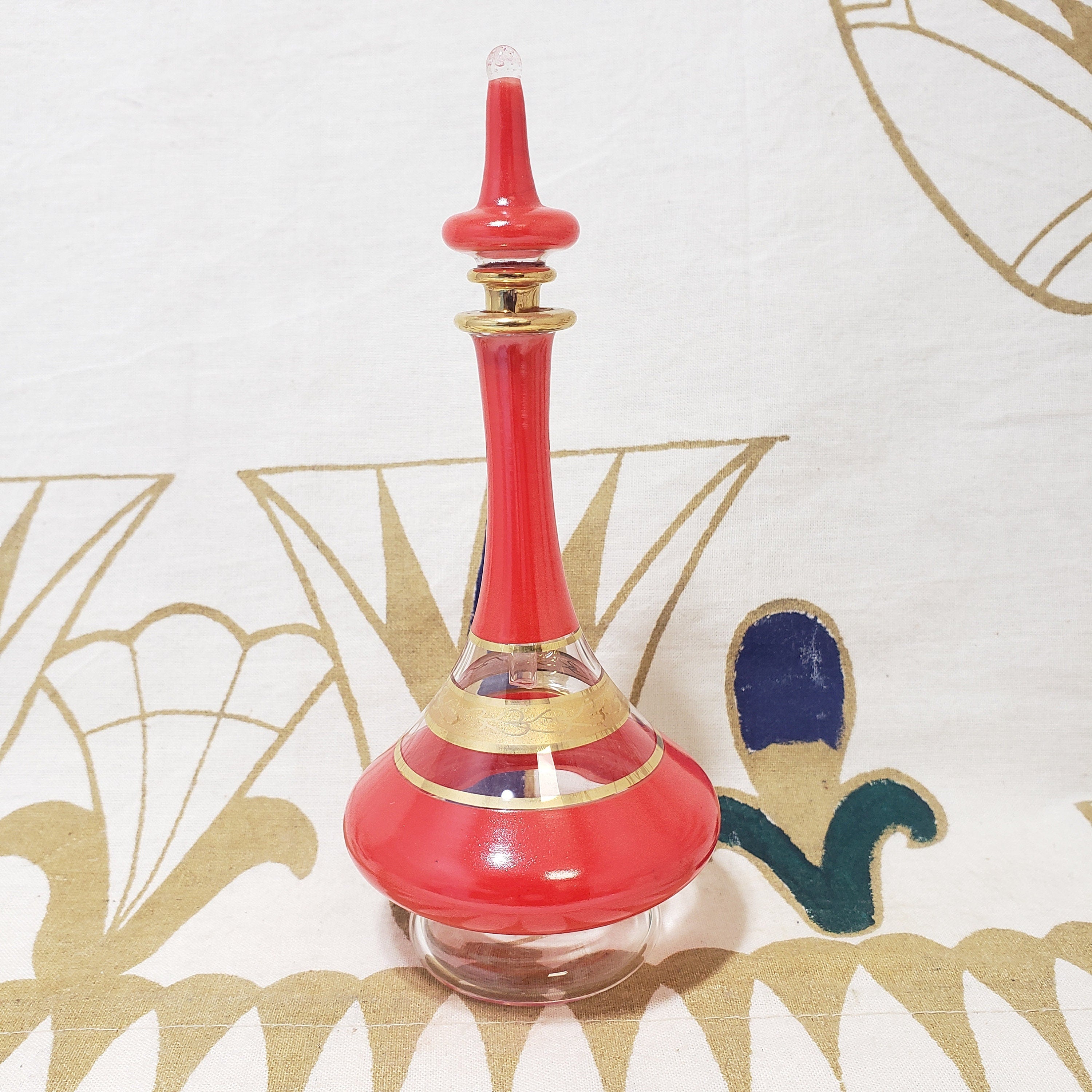 Egyptian Glass Genie Bottle - Red - Made in Egypt