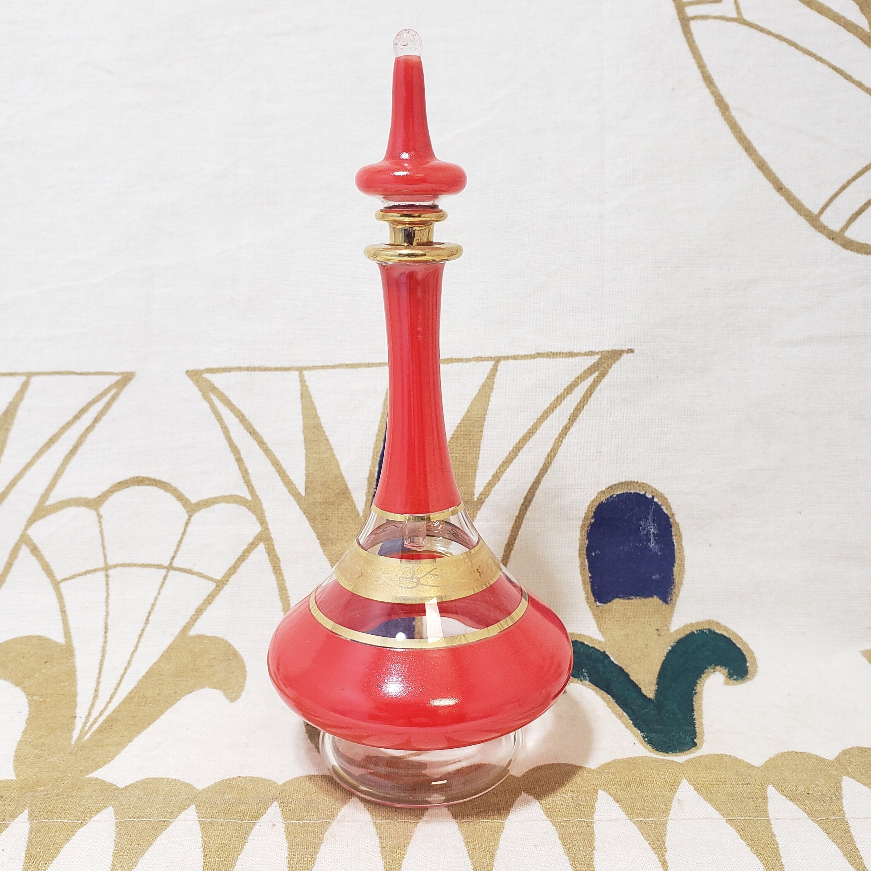 Egyptian Glass Genie Bottle - Red - Made in Egypt