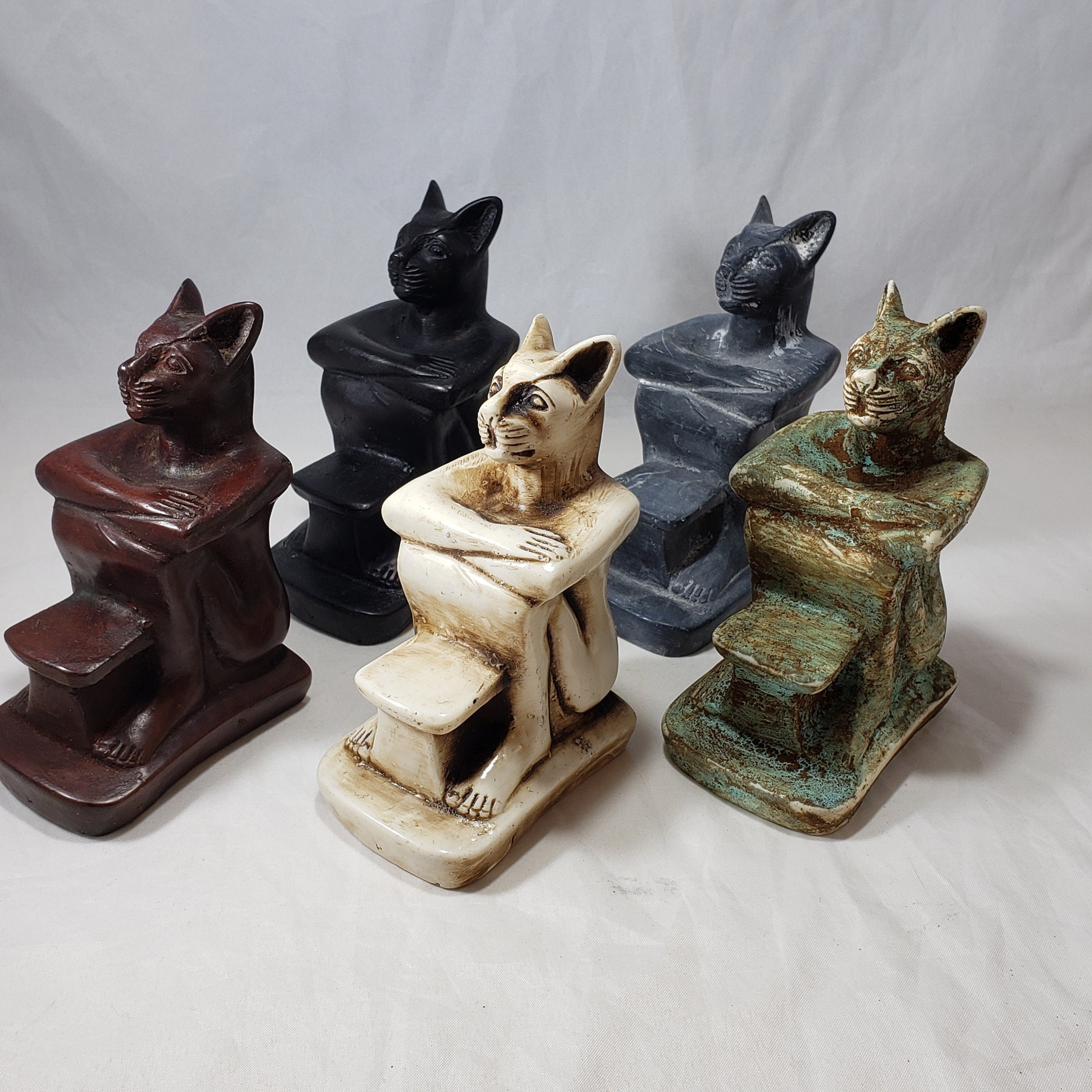 Egyptian Goddess Bastet Cat Statue - Assorted Colors- Made in Egypt
