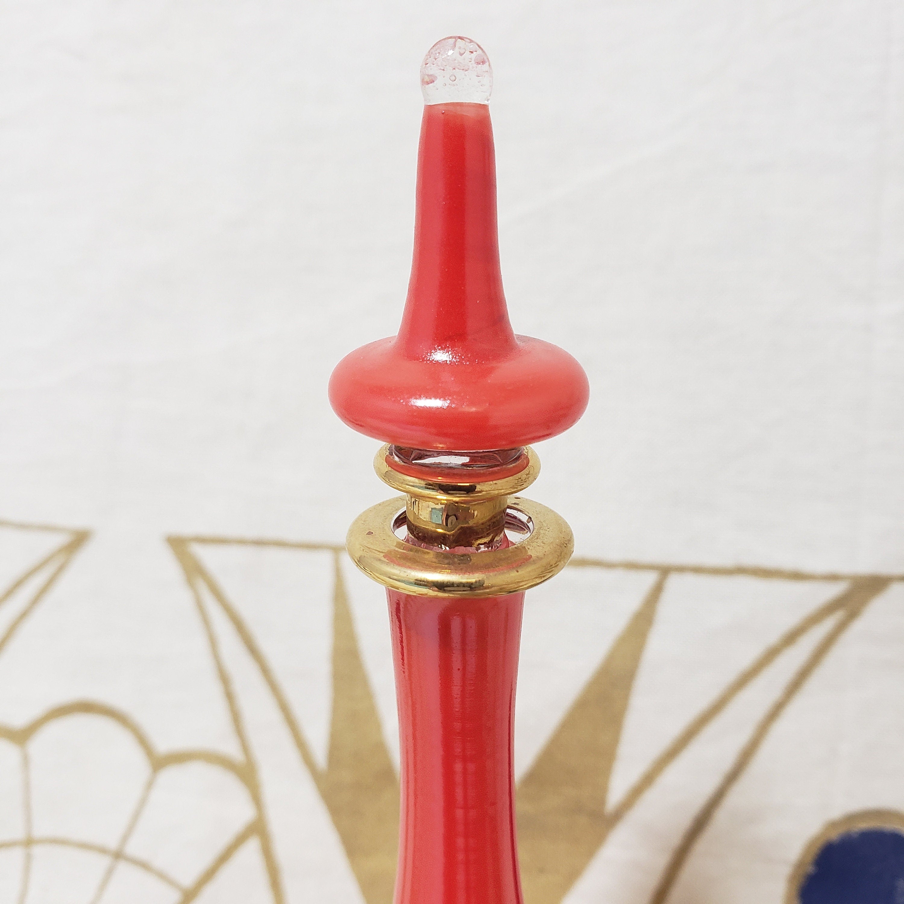 Egyptian Glass Genie Bottle - Red - Made in Egypt